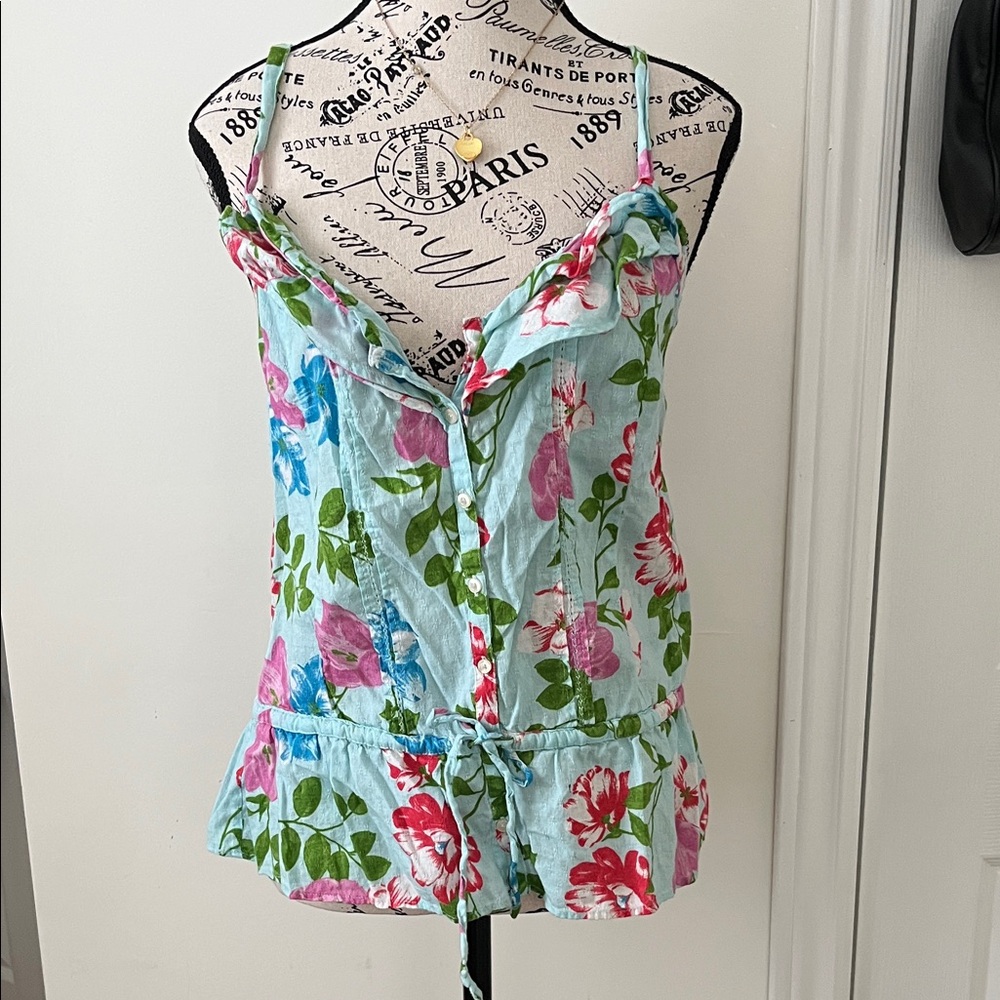 💗Floral Camisole with Ruffle Trim